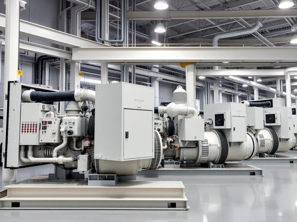 Industrial diesel generator sets inside a power plant